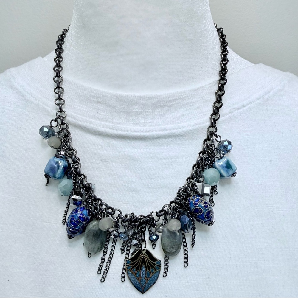 Blue Cloisonné Cha-Cha Charm Necklace #76